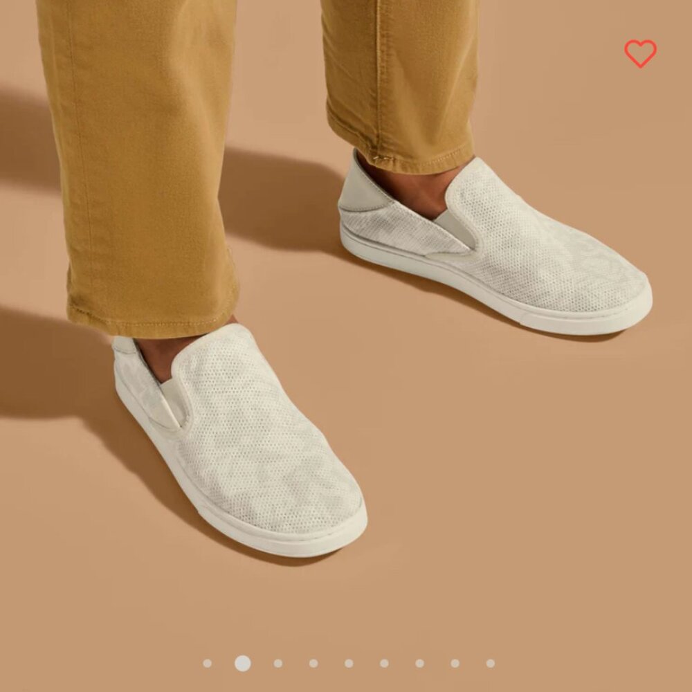 OluKai Women's White Perforated Slip-On Flats - Picture 1 of 6